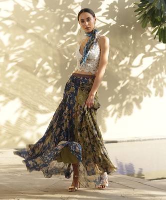 Multicolor printed viscose skirts 3