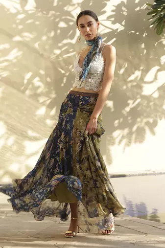 Multicolor printed viscose skirts