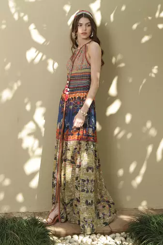 Paradise Forest Maxi Slit Dress