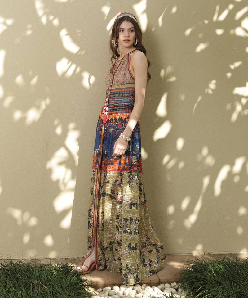 Paradise Forest Maxi Slit Dress