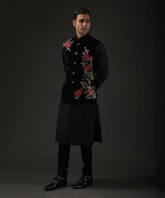Black Velvet Nehru Jacket 1