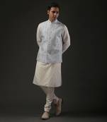 Powder Blue  Embroidered Nehru Jacket