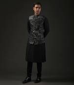 Black Printed Nehru Jacket