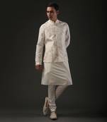 Ivory Monochrome Embroidered Nehru Jacket