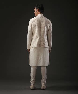 Ivory Monochrome Embroidered Nehru Jacket 2