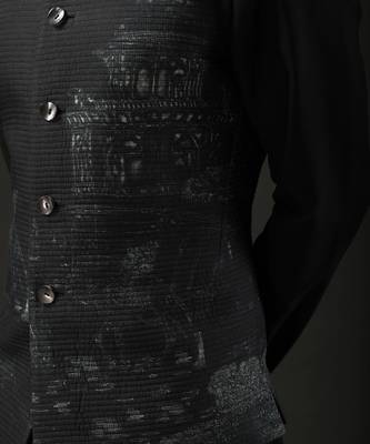 Black Quilted Nehru Jacket  4