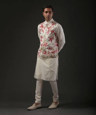 Ivory Embroidered Nehru Jacket 1