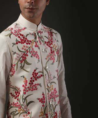 Ivory Embroidered Nehru Jacket 3