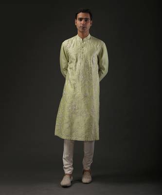 Green Embroidered Kurta Set 1