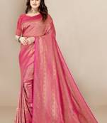 Soft  Silk Blend Saree With  Weaving All Over The Saree