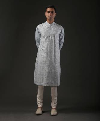 Powder Blue Embroidered Kurta Set 1