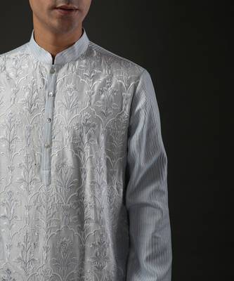 Powder Blue Embroidered Kurta Set 3
