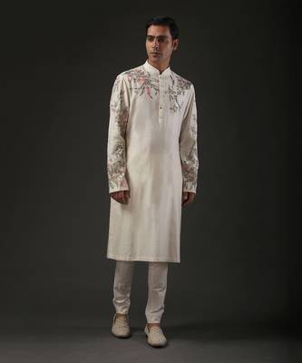 Ivory Floral Embroidered Kurta Set 1