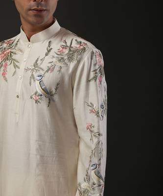 Ivory Floral Embroidered Kurta Set 3