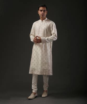 White Embroidered Kurta Set 1