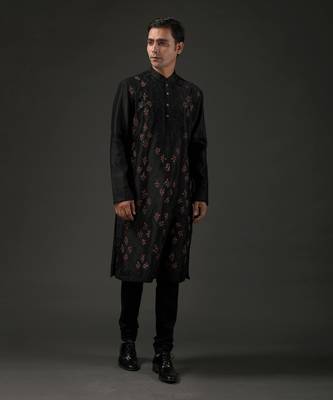 Black Embroidered Kurta Set 1