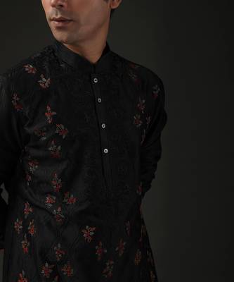 Black Embroidered Kurta Set 3