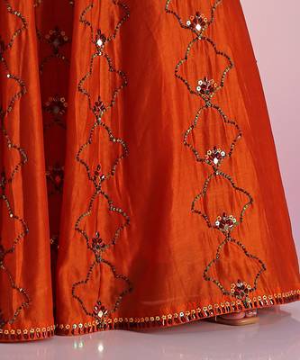 Orange Sequin And Mirror Lehenga Set 5