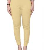 Beige plain cotton trousers