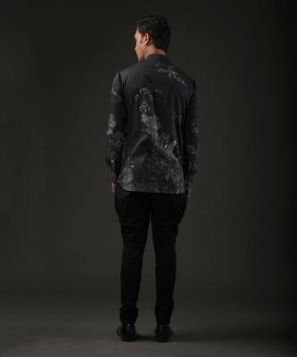 Black Printed Bandhgala Shirt 2