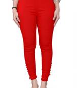 Red plain cotton trousers