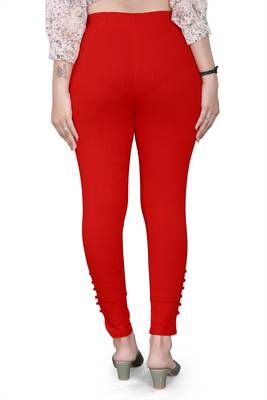 Red plain cotton trousers 3