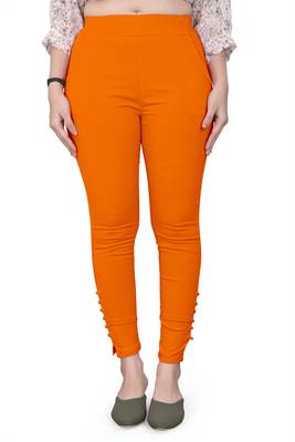 Orange plain cotton trousers 1