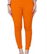 Orange plain cotton trousers