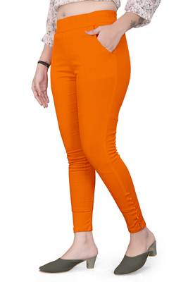 Orange plain cotton trousers 2