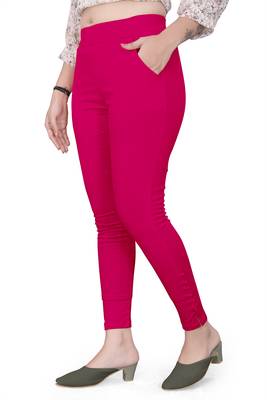Pink plain cotton trousers 2