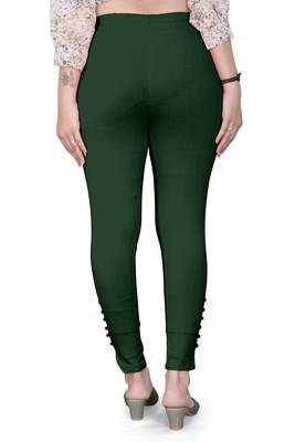 Green plain cotton trousers 3