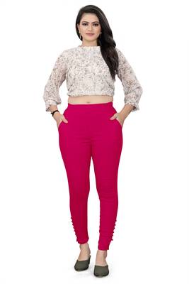 Pink plain cotton trousers 4