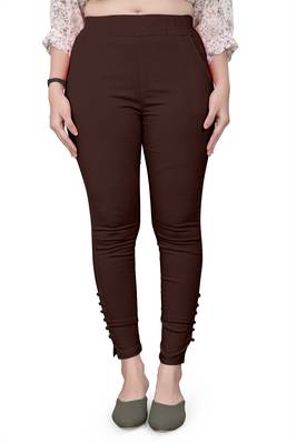 Brown plain cotton trousers 1