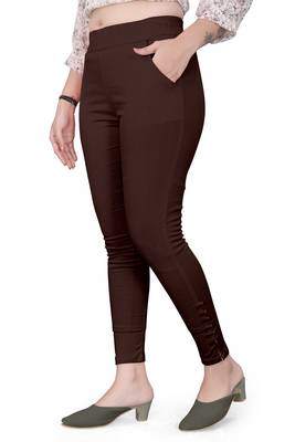 Brown plain cotton trousers 2