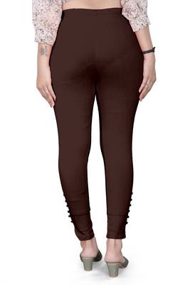 Brown plain cotton trousers 3