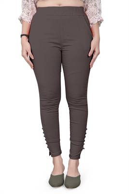 Grey plain cotton trousers 1