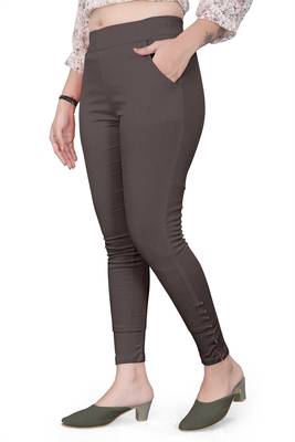 Grey plain cotton trousers 2
