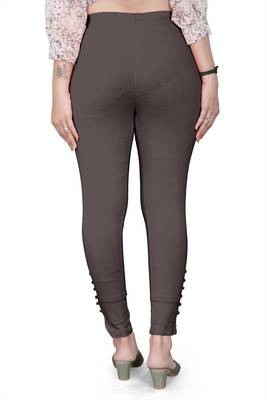 Grey plain cotton trousers 3