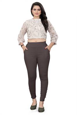 Grey plain cotton trousers 4