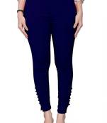 Navy-blue plain cotton trousers
