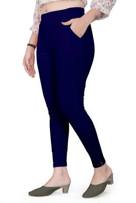 Navy-blue plain cotton trousers 2
