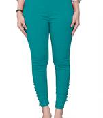 Turquoise plain cotton trousers