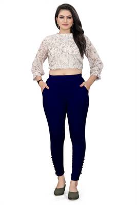 Navy-blue plain cotton trousers 4