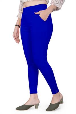 Royal-blue plain cotton trousers 2