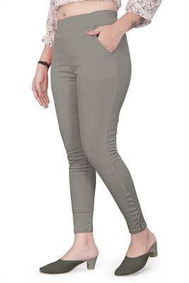 Grey plain cotton trousers 2