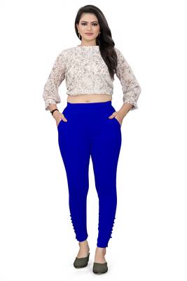 Royal-blue plain cotton trousers 4