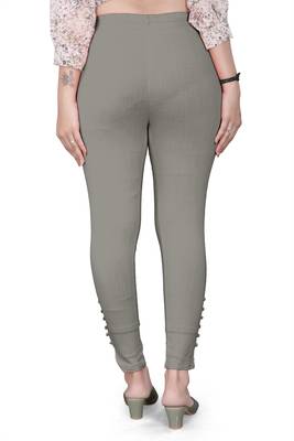 Grey plain cotton trousers 3