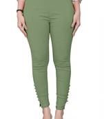 Sea-green plain cotton trousers