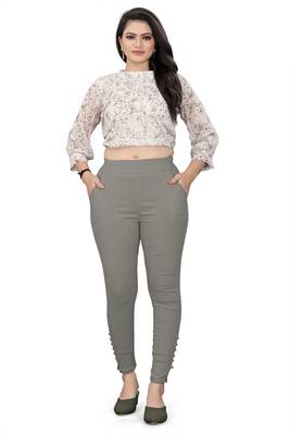 Grey plain cotton trousers 4