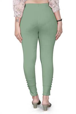 Turquoise plain cotton trousers 3